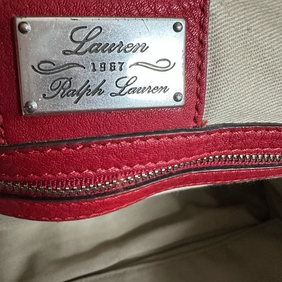 Ralph Lauren Red Leather Satchel Handbag - Women's Stylish Shoulder Bag - Picture 7 of 13